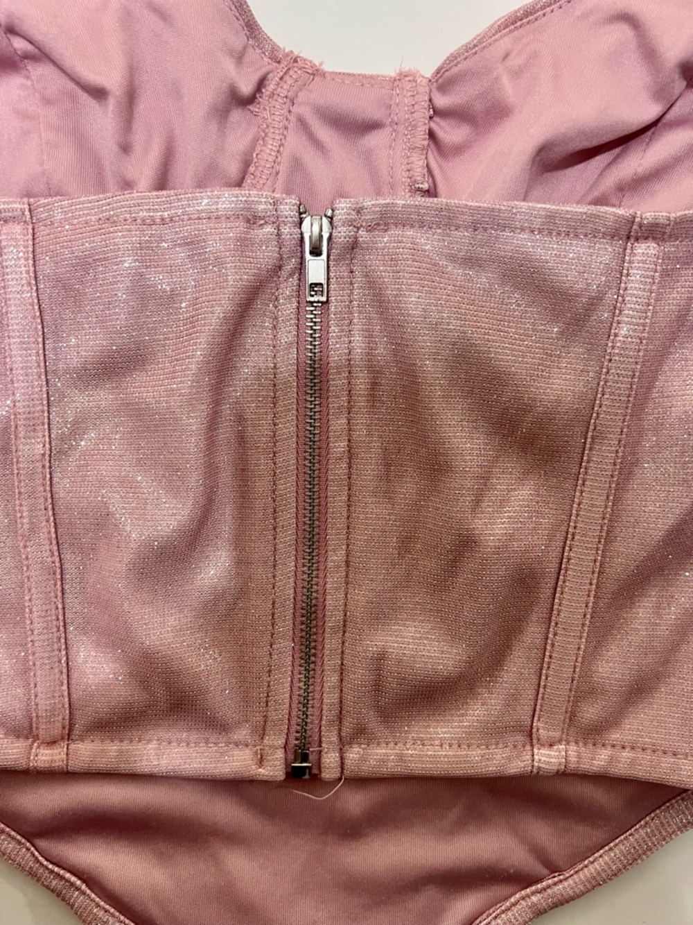 American Threads Shimmery Pink Bustier Corset Top - Picture 3 of 5